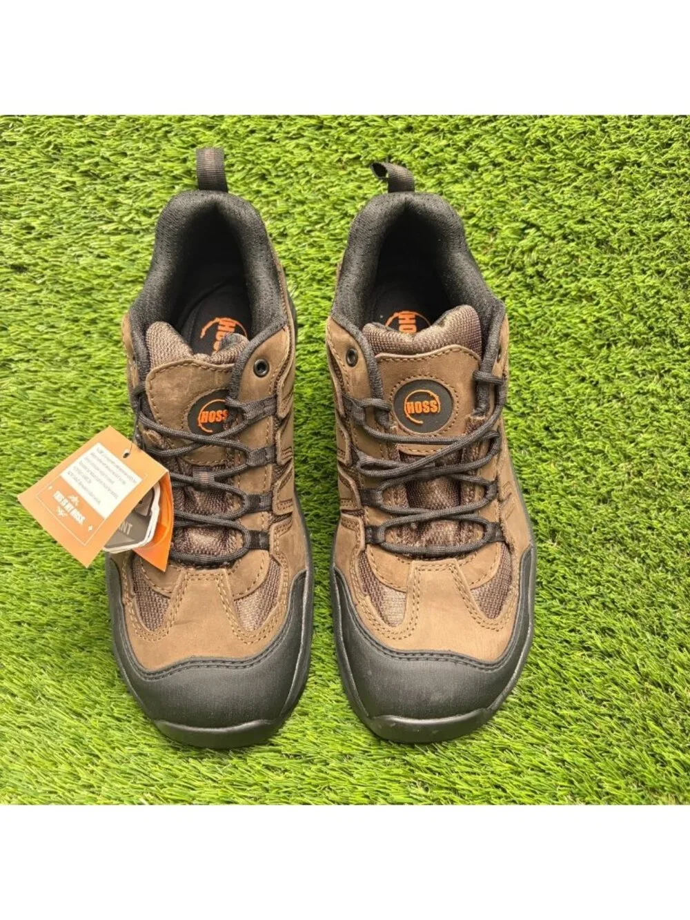 Hoss Eric Low Mens Size 11EE Brown Black Leather Aluminum Toe Work Boots Shoes